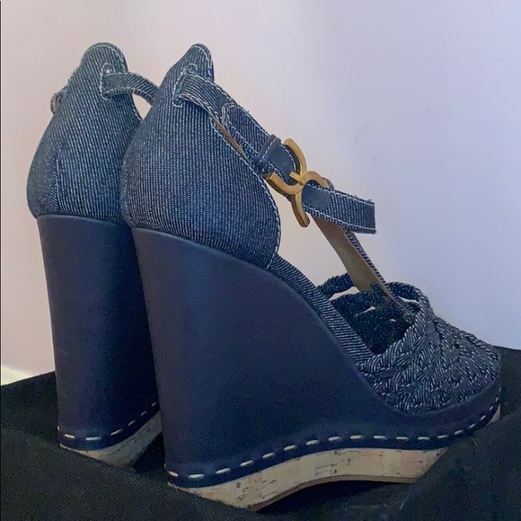 CHLOE denim wedge sandals - Picture 4 of 8